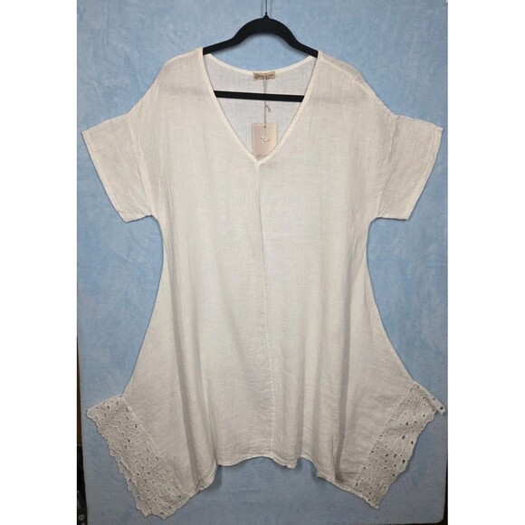 Dresses & Skirts - NEW Shyloh Made in Italy 100% Linen LINO Oversized Lagenlook Dress Cut Out Hem